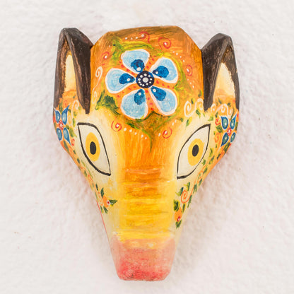 Floral Piglet Floral Pinewood Piglet Wall Mask from Guatemala