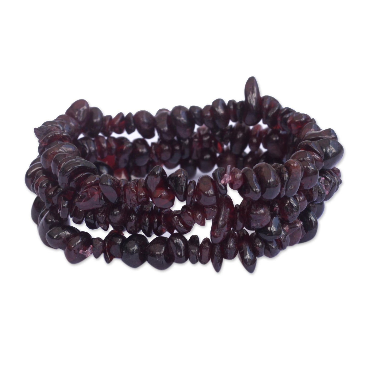 Garnet Fascination Set of Three Garnet Beaded Stretch Bracelets from Brazil