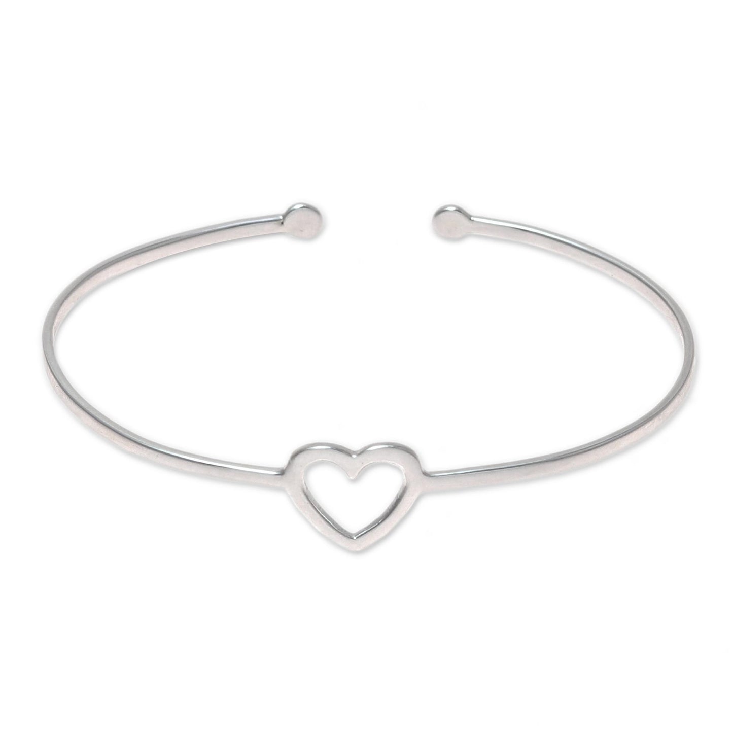 Love Gleams Sterling Silver Heart Cuff Bracelet from India