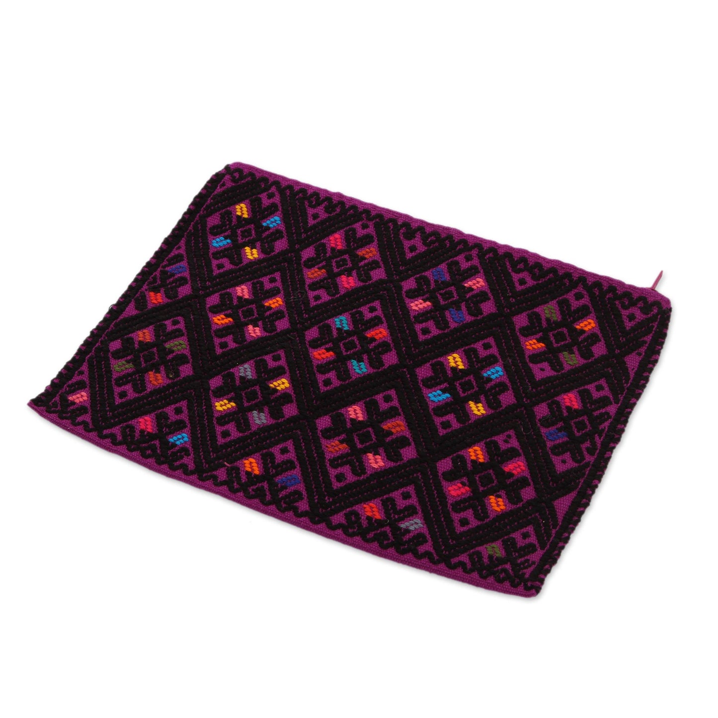 Nocturnal Dreams Cotton Cosmetic Bag in Amethyst and Black from Mexico