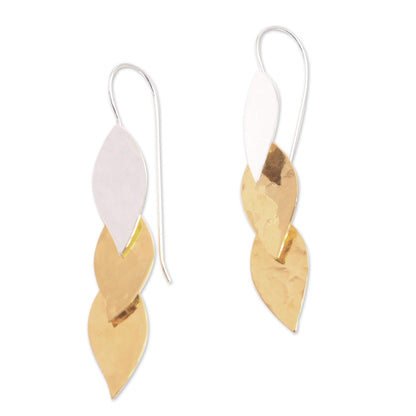 Fall Gold Modern Gold Accent Sterling Silver Dangle Earrings from Bali