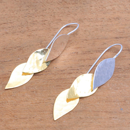 Fall Gold Modern Gold Accent Sterling Silver Dangle Earrings from Bali