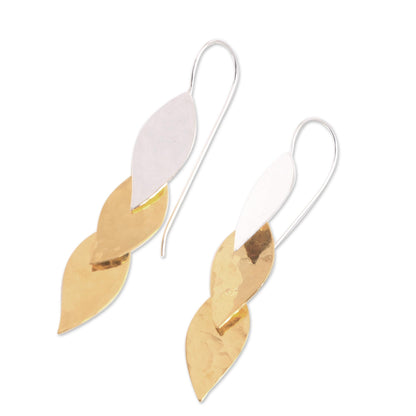 Fall Gold Modern Gold Accent Sterling Silver Dangle Earrings from Bali