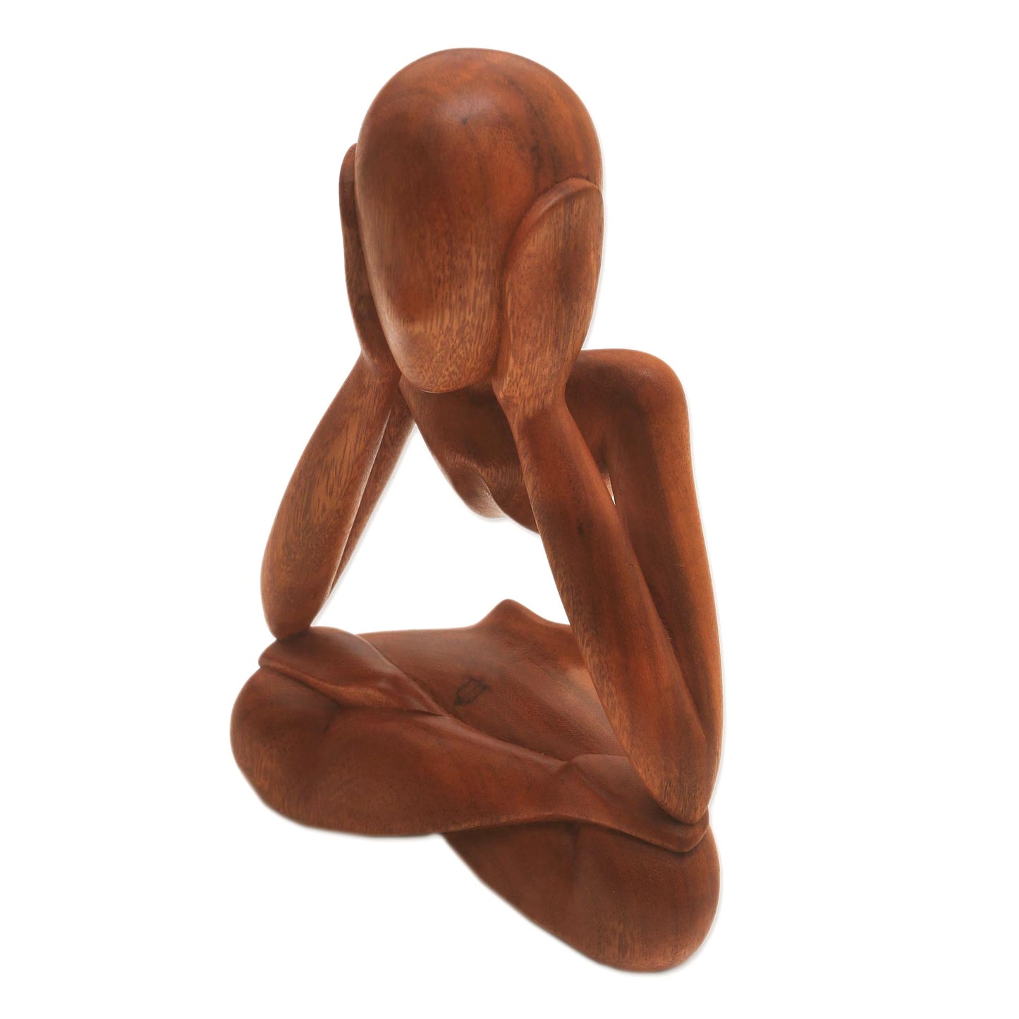 Wondering Abstract Suar Wood Sculpture of a Person from Indonesia