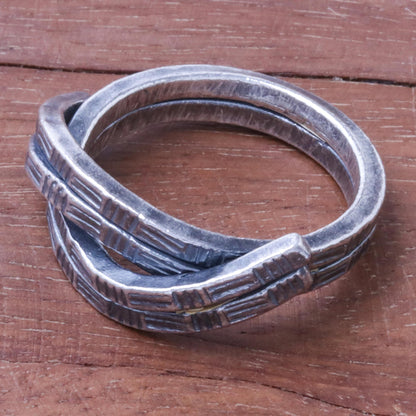 Karen Delight Oxidized Textured Karen Silver Wrap Ring from Thailand