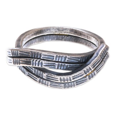 Karen Delight Oxidized Textured Karen Silver Wrap Ring from Thailand