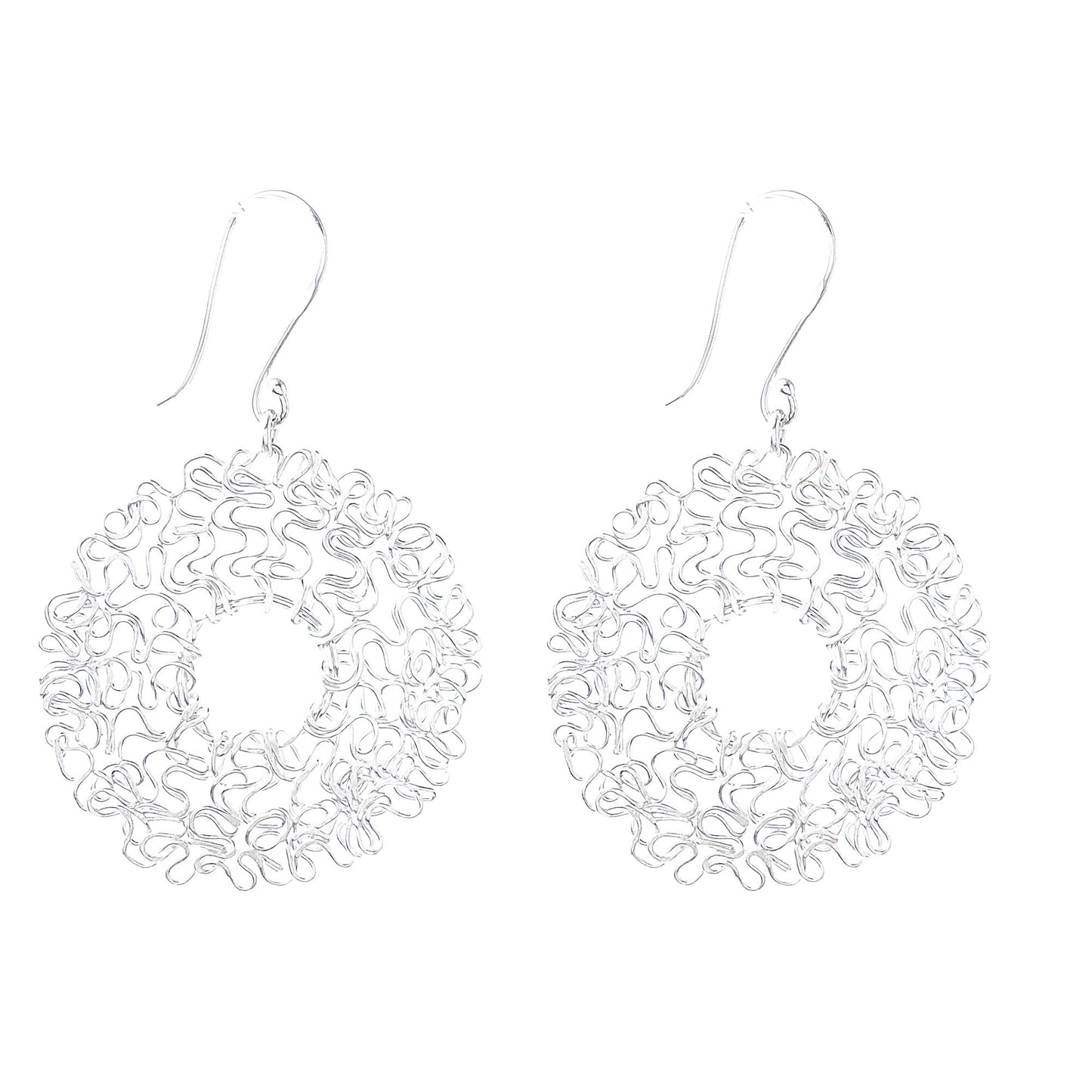 Freedom Wreath Sterling Silver Twisted Wire Wreath Dangle Earrings