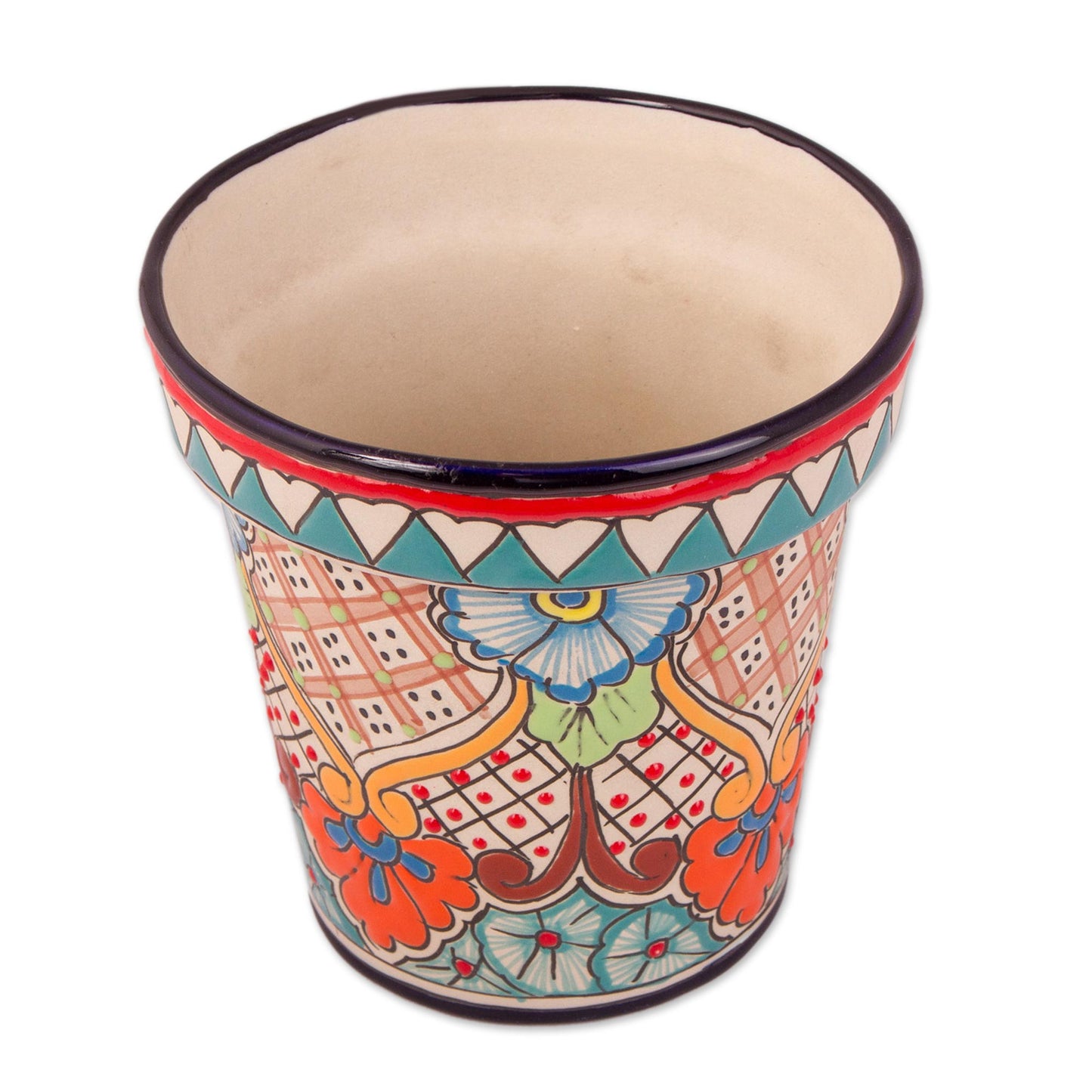 Sunlit Garden Talavera Style Colorful Floral Ceramic Flower Pot (6.5 inch)
