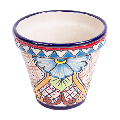 Garden Fiesta Colorful Talavera Style Floral Motif Ceramic Flower Pot