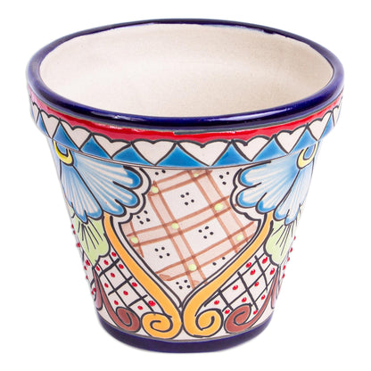 Garden Fiesta Colorful Talavera Style Floral Motif Ceramic Flower Pot