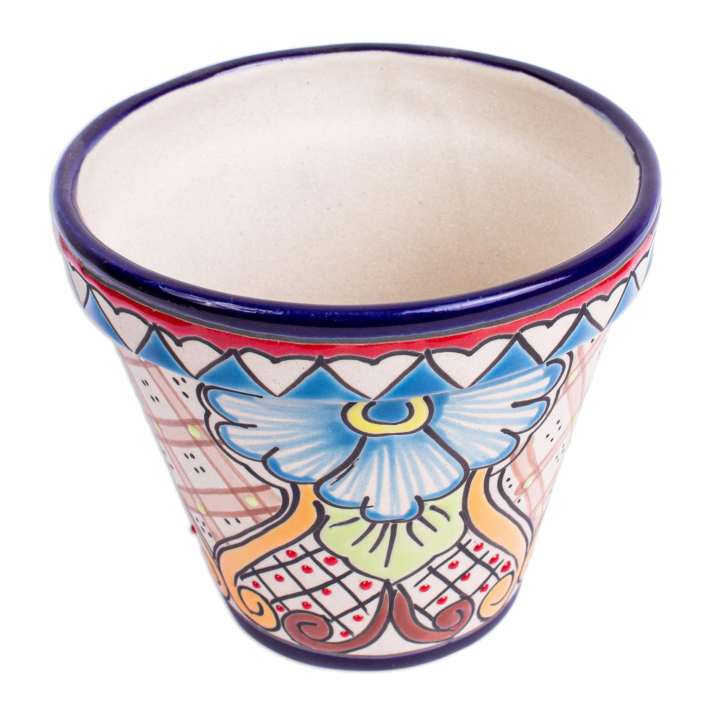 Garden Fiesta Colorful Talavera Style Floral Motif Ceramic Flower Pot