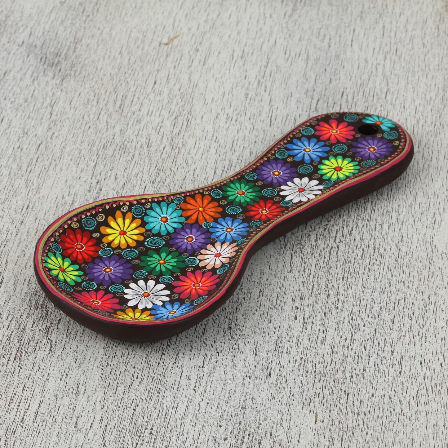 Floral Hacienda Floral Ceramic Decorative Spoon Rest from Mexico