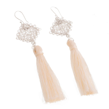 Elegant Tassels Handcrafted Silver Dangle Earrings with Tassels from Peru