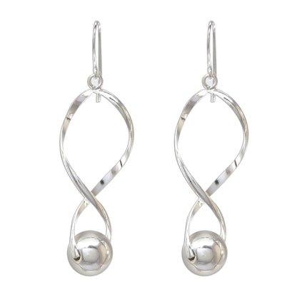 Spin in the Night Spiral-Shaped Sterling Silver Dangle Earrings from Thailand