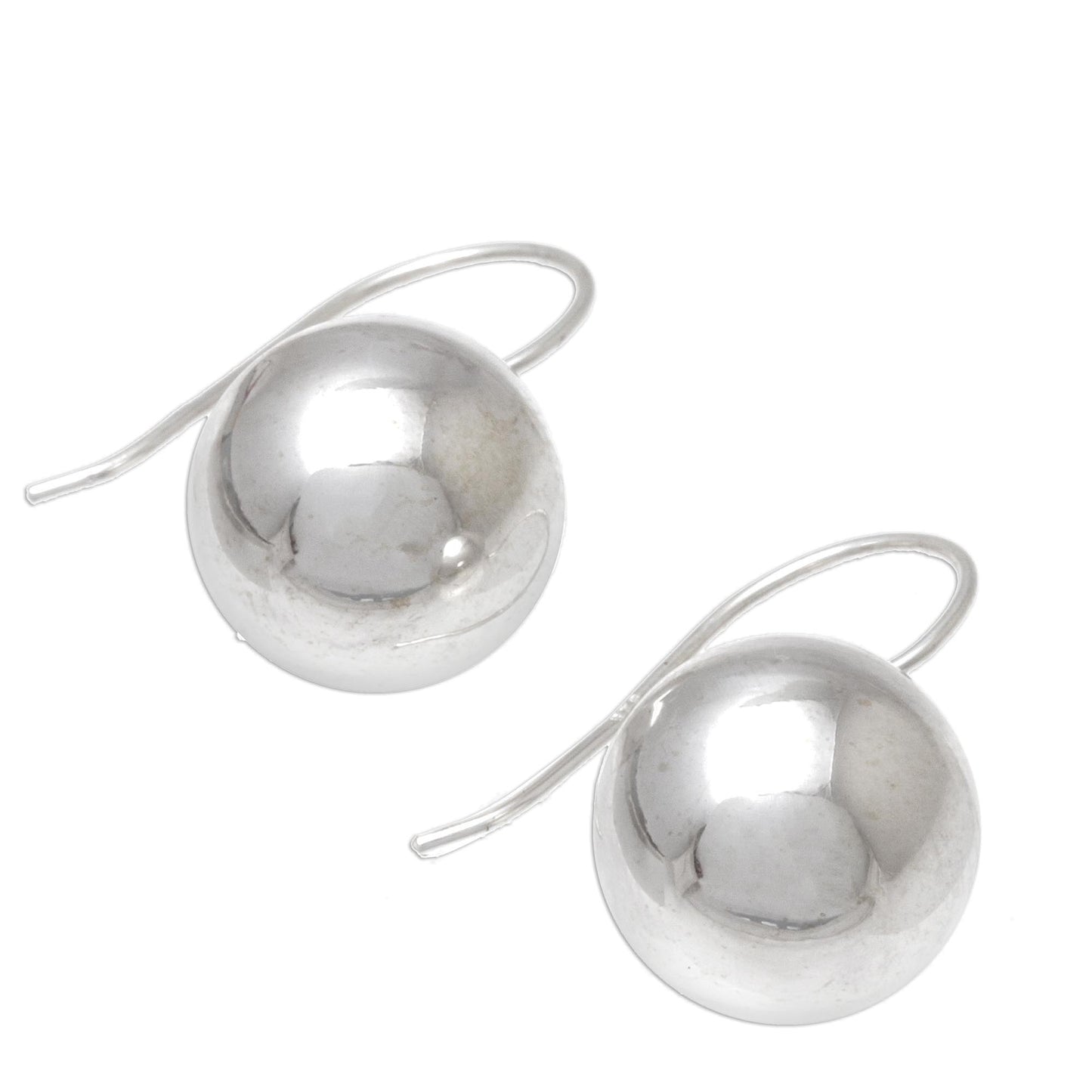 Shining Orb Round Sterling Silver Drop Earrings from Thailand