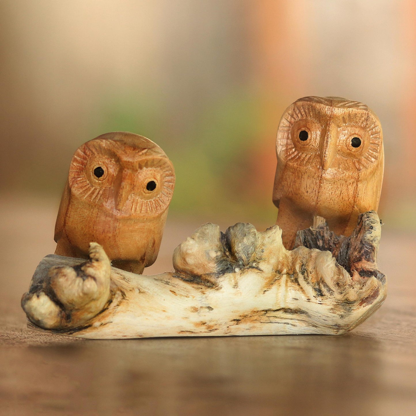 Owl Romance Jempinis Wood Owl Sculpture from Bali