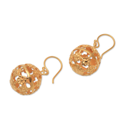 Floral Lanterns Floral Gold Plated Sterling Silver Dangle Earrings from Bali