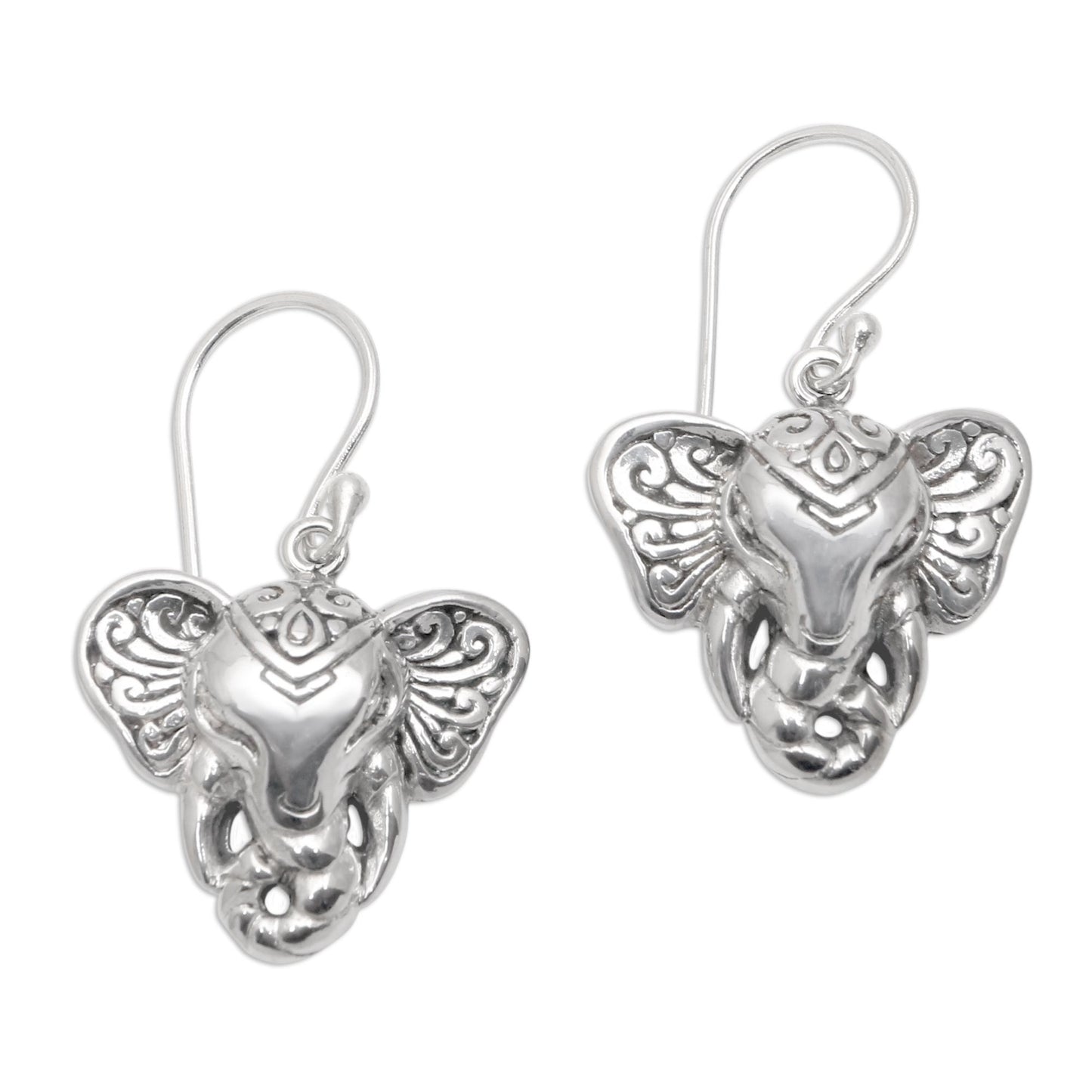 Elephant King Sterling Silver Elephant Dangle Earrings from Bali