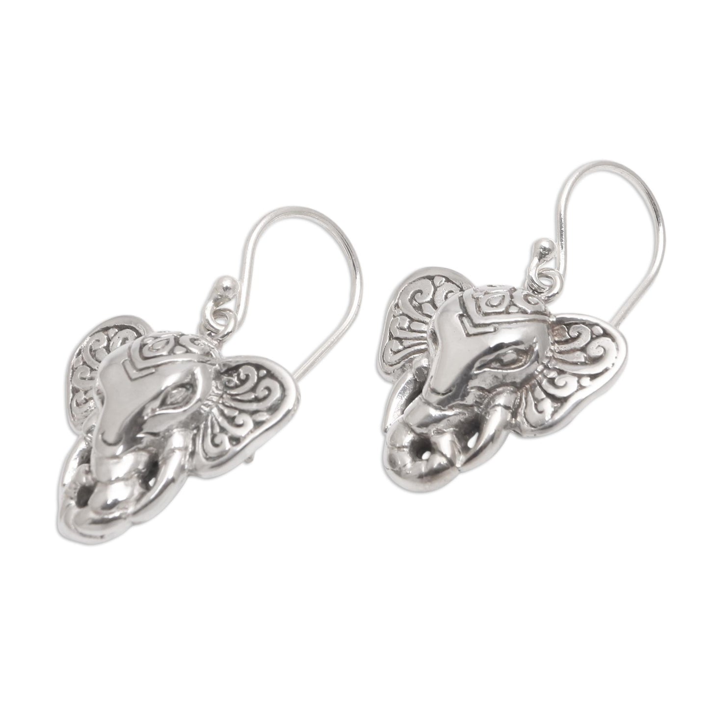 Elephant King Sterling Silver Elephant Dangle Earrings from Bali