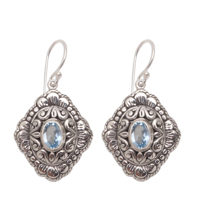 Bali Oval Oval Blue Topaz Dangle Earrings from Bali