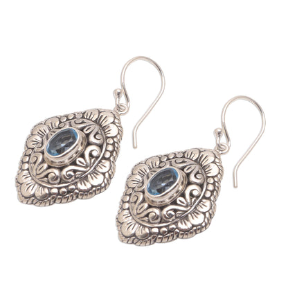 Bali Oval Oval Blue Topaz Dangle Earrings from Bali