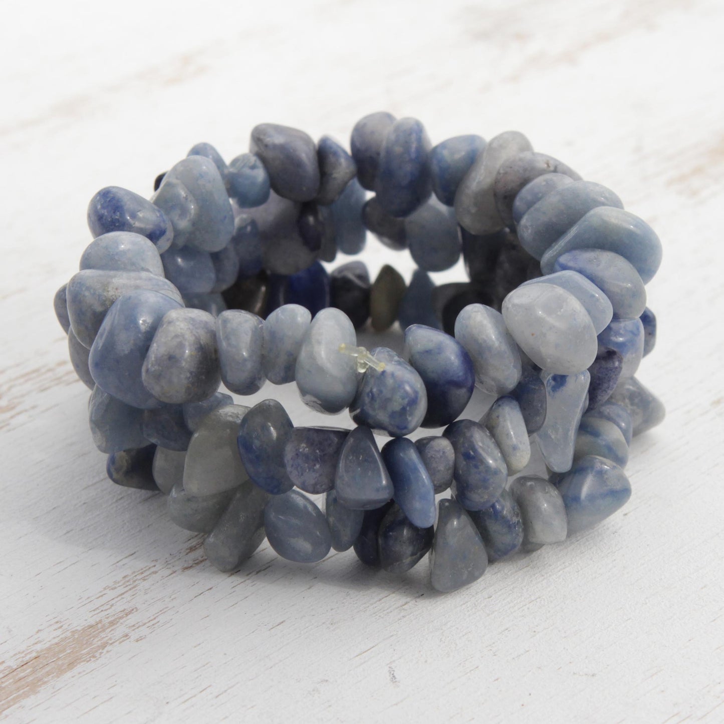 Wonders Blue Quartz Beaded Stretch Bracelets from Brazil (Set of 3)