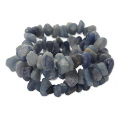 Wonders Blue Quartz Beaded Stretch Bracelets from Brazil (Set of 3)