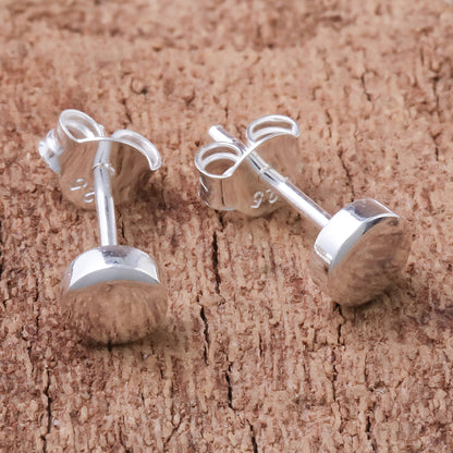 Round Simplicity Round Sterling Silver Stud Earrings from Thailand