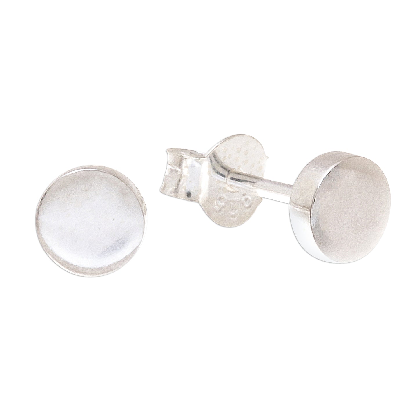 Round Simplicity Round Sterling Silver Stud Earrings from Thailand