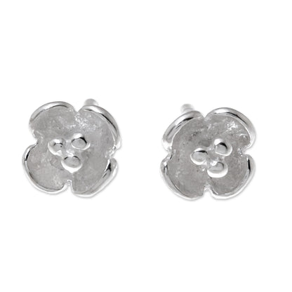 Pollinators Floral Sterling Silver Stud Earrings Crafted in Thailand