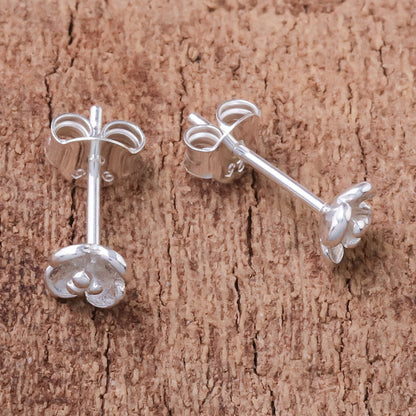 Pollinators Floral Sterling Silver Stud Earrings Crafted in Thailand