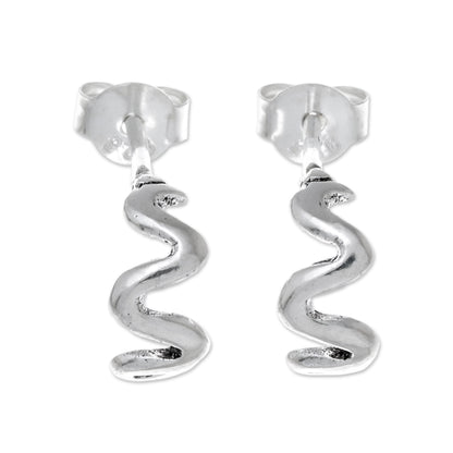 Surf Lines Wavy Sterling Silver Drop Earrings from Thailand