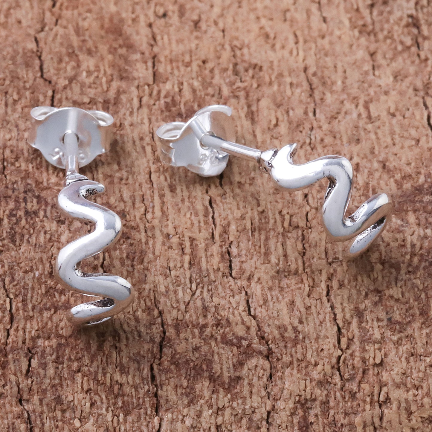 Surf Lines Wavy Sterling Silver Drop Earrings from Thailand