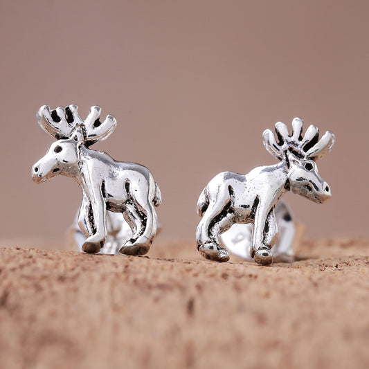 Moose Sterling Silver Moose Stud Earrings from Thailand