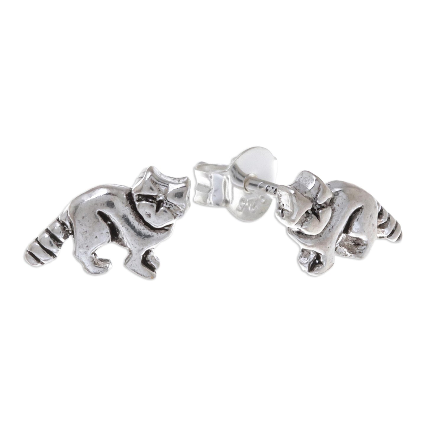 Raccoons Sterling Silver Raccoon Stud Earrings from Thailand