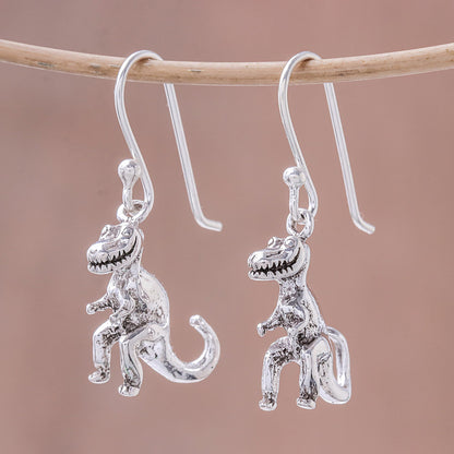 Dinosaur King Sterling Silver T-Rex Dangle Earrings from Thailand