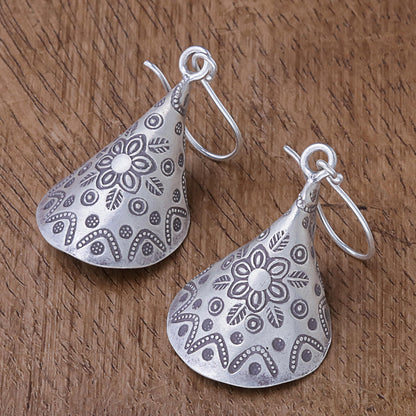 Karen Cones Floral Karen Silver Dangle Earrings from Thailand