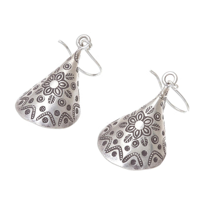 Karen Cones Floral Karen Silver Dangle Earrings from Thailand