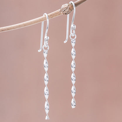 Spinning Gleam Spiraling Sterling Silver Dangle Earrings from Thailand