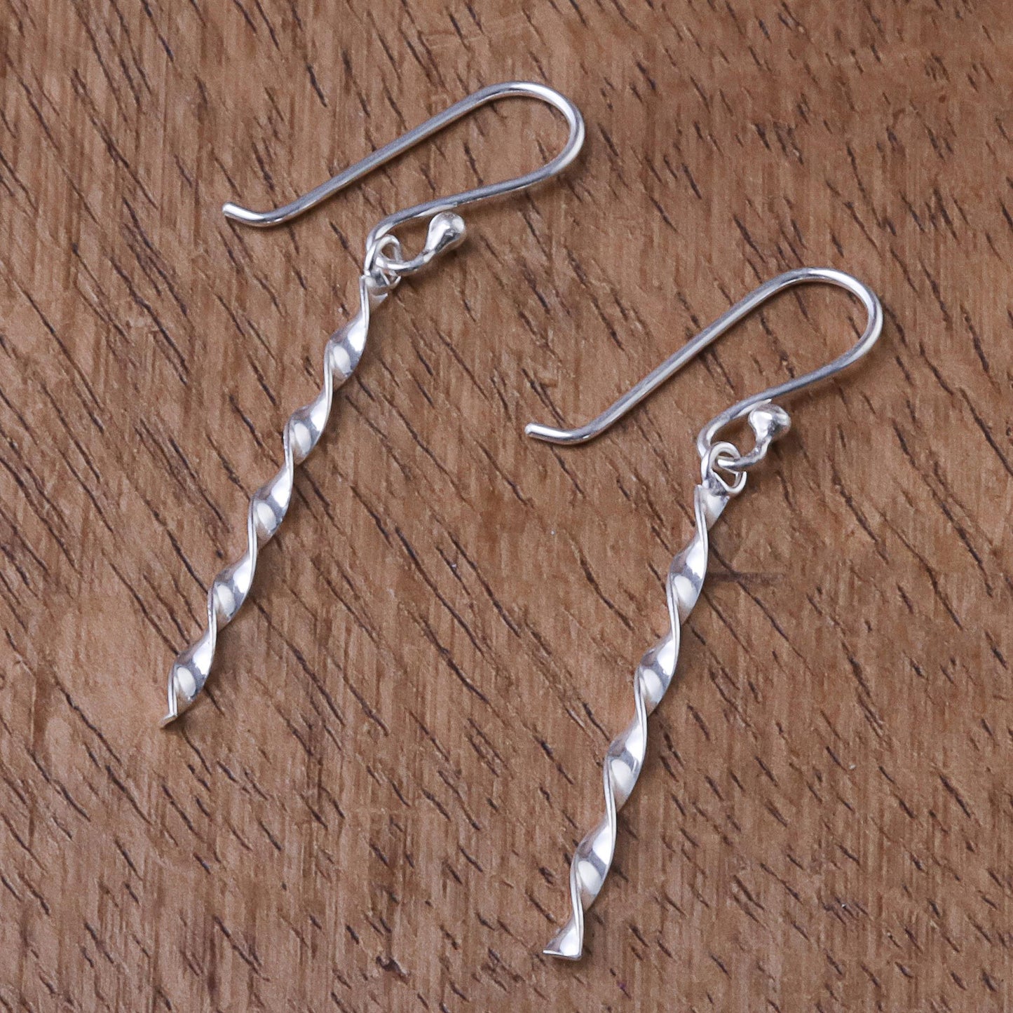 Spinning Gleam Spiraling Sterling Silver Dangle Earrings from Thailand