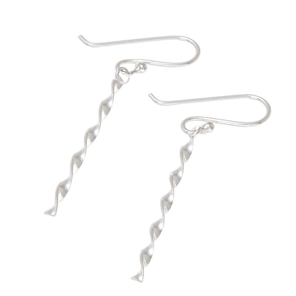 Spinning Gleam Spiraling Sterling Silver Dangle Earrings from Thailand