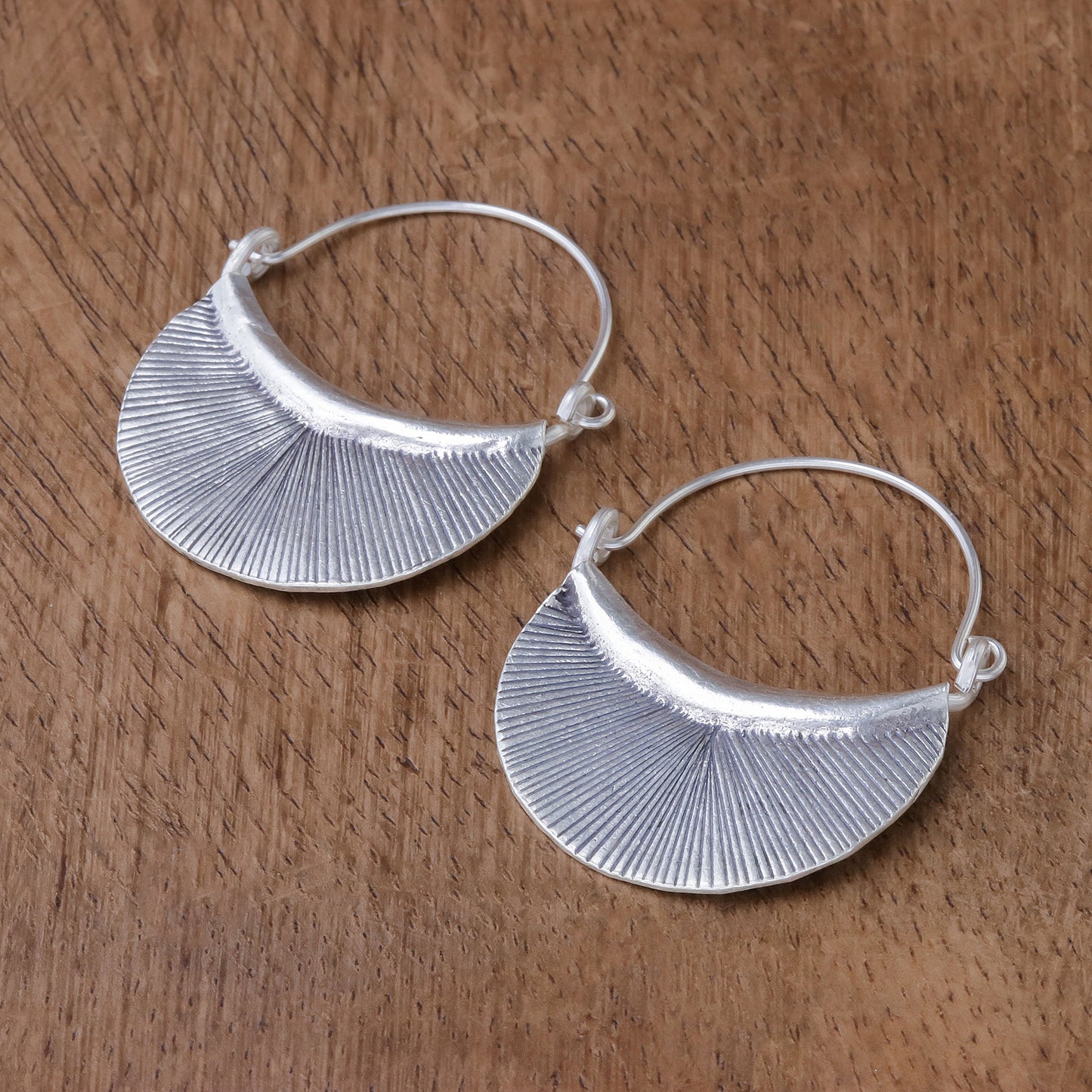 Karen Fan Handcrafted Karen Silver Hoop Earrings from Thailand