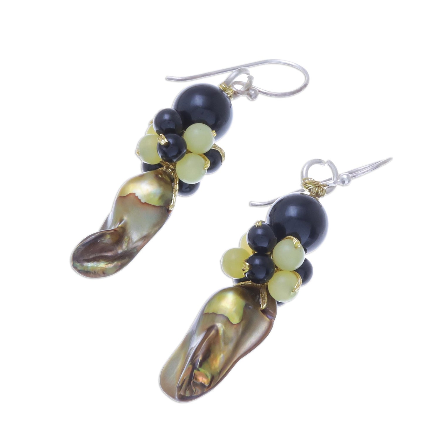 Enchanted Beauty Cultured Pearl and Serpentine Beaded Dangle Earrings