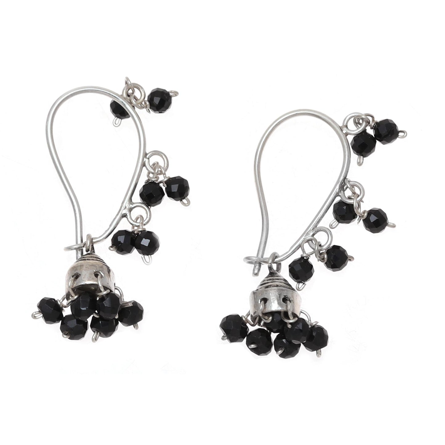 Music Faceted Onyx Chandelier Earrings from India