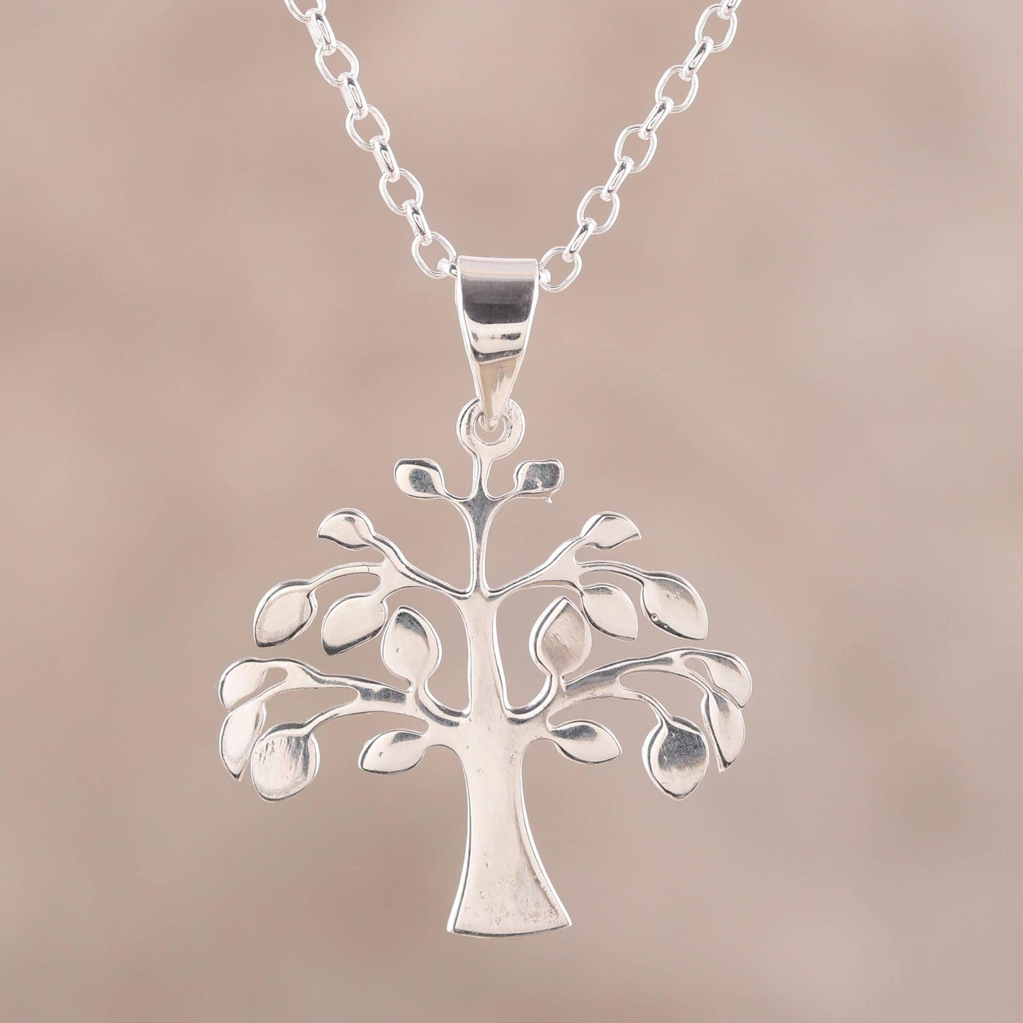 Kalpvriksh Tree Sterling Silver Tree Pendant Necklace from India