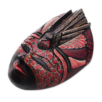 Bird Lord Bird-Themed Batik Wood Mask from Java