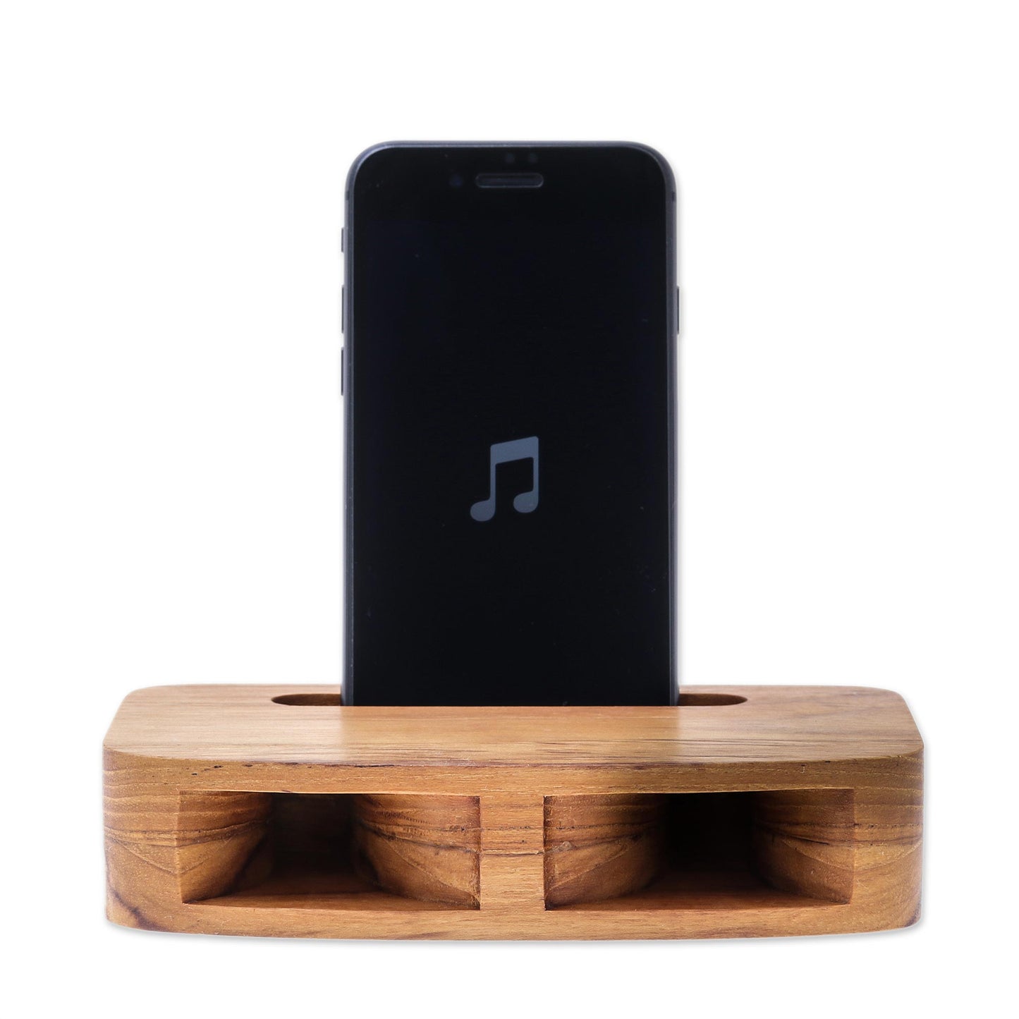 Teak Decibel Two-Horn Teak Wood Phone Speaker from Thailand