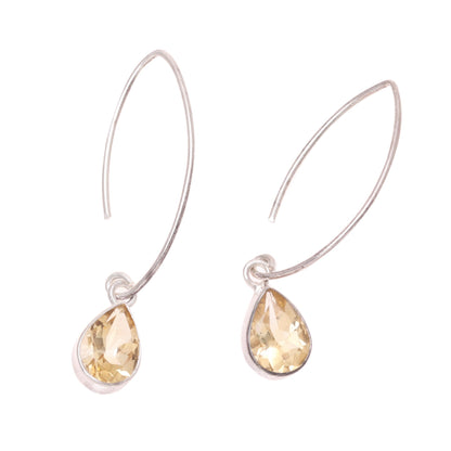 Golden Luster 4-Carat Citrine Dangle Earrings from India