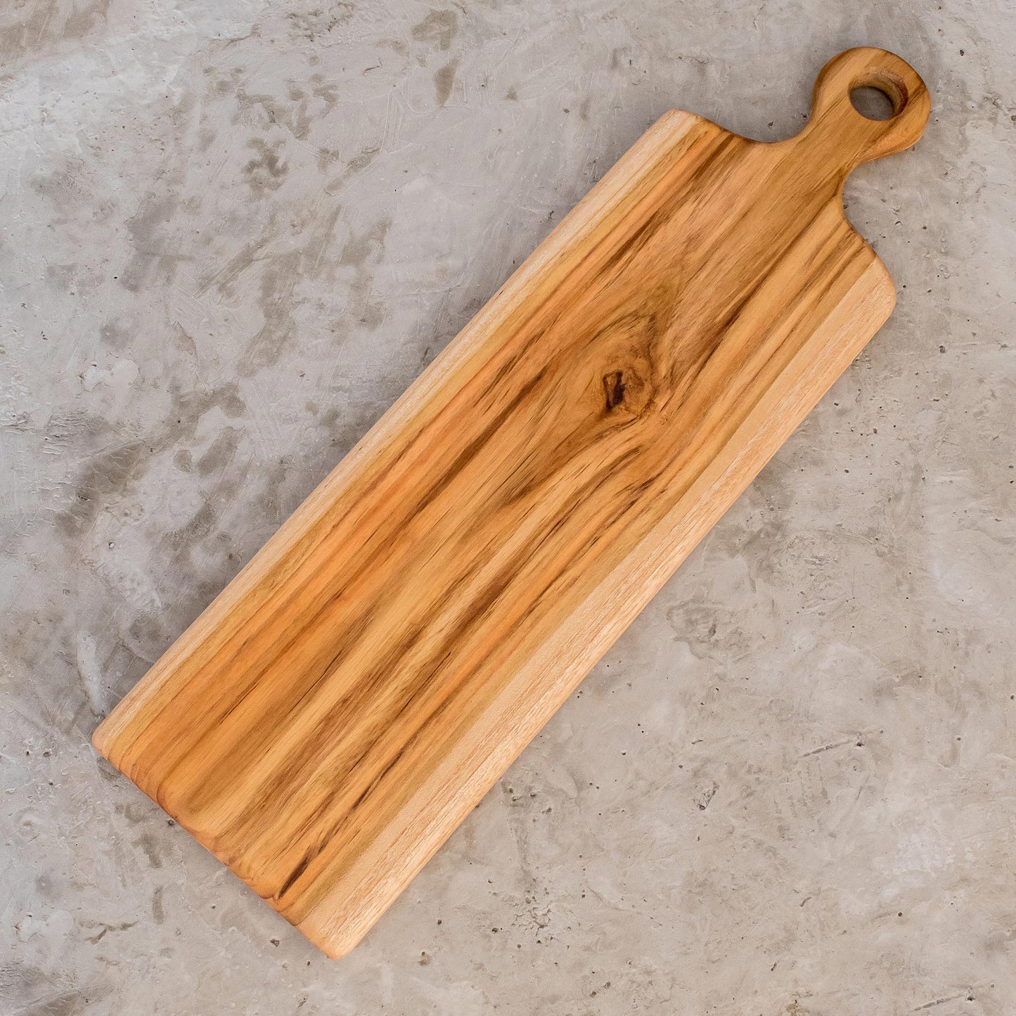 Morning Baguette Handmade Teak Wood Cutting Board from Guatemala (20 in.)