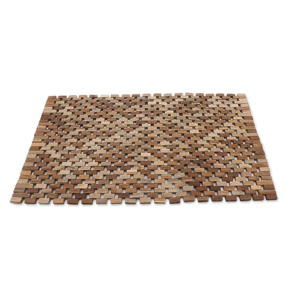 Jogja Pave Handmade Teak Wood Door Mat from Bali (27 inch)